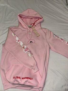 Off-White Pink Floral Arrow Hoodie - Sweatshirt